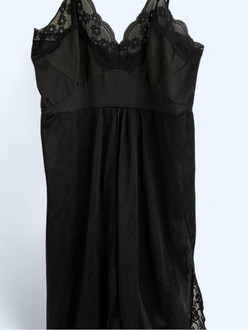Black Lace-Trim Slip Dress